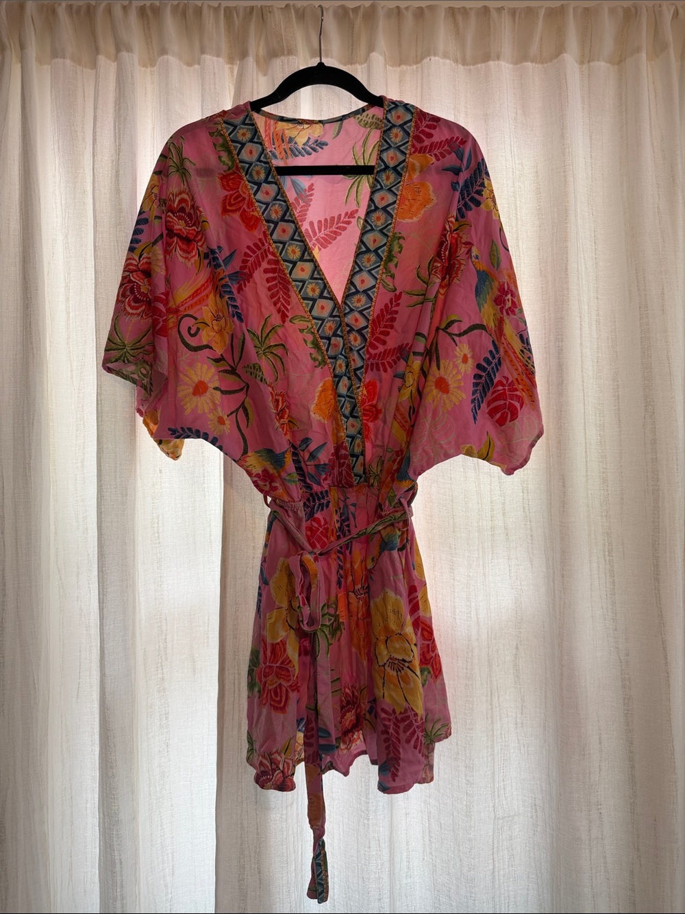 Pink Floral Kimono Cover-Up